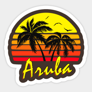 Aruba Retro Sunset Sticker